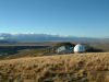 The main observatory building and Lake Tekapo village.