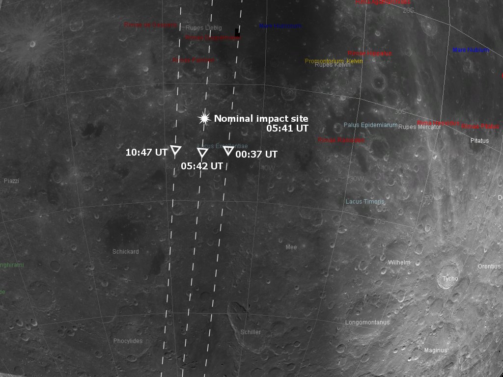Potential SMART-1 impact sites on the Moon on 3rd September 2006