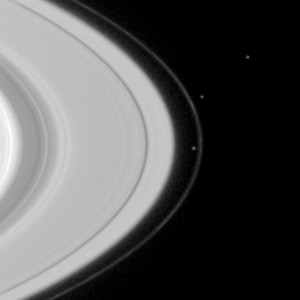 Pandora, Prometheus and the F Ring. Credit: NASA/JPL/Space Science Institute
