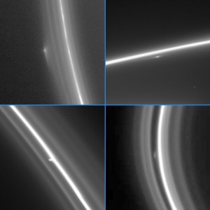The Clump/Moon Mystery in the F Ring. Credit: NASA/JPL/Space Science Institute