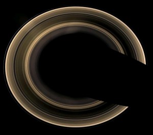 Saturn's rings seen from above with Saturn removed. CREDIT: NASA/JPL/Space Science Institute